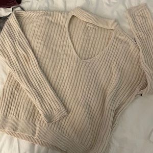 LA Hearts Cream Knit Sweater with Cut Out